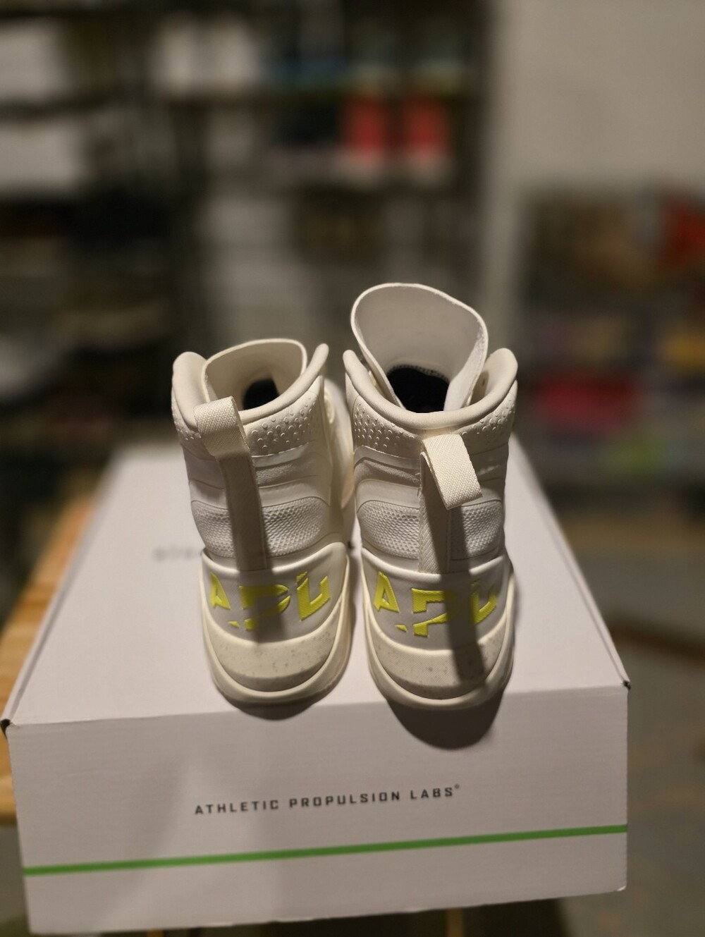 APL White High-Top Boots with Neon Yellow Accents - Picture 9 of 10